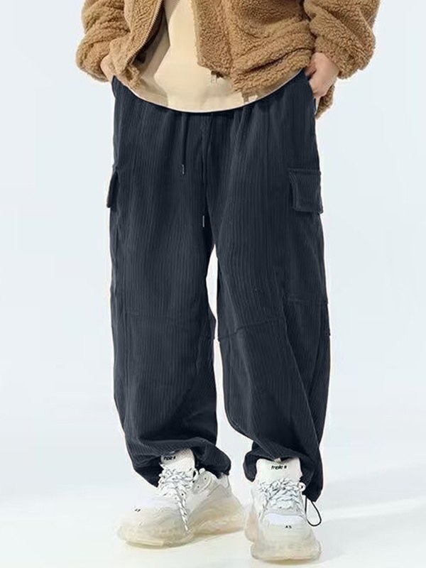 EMMIOL Men's Corduroy Casual Cargo Pants