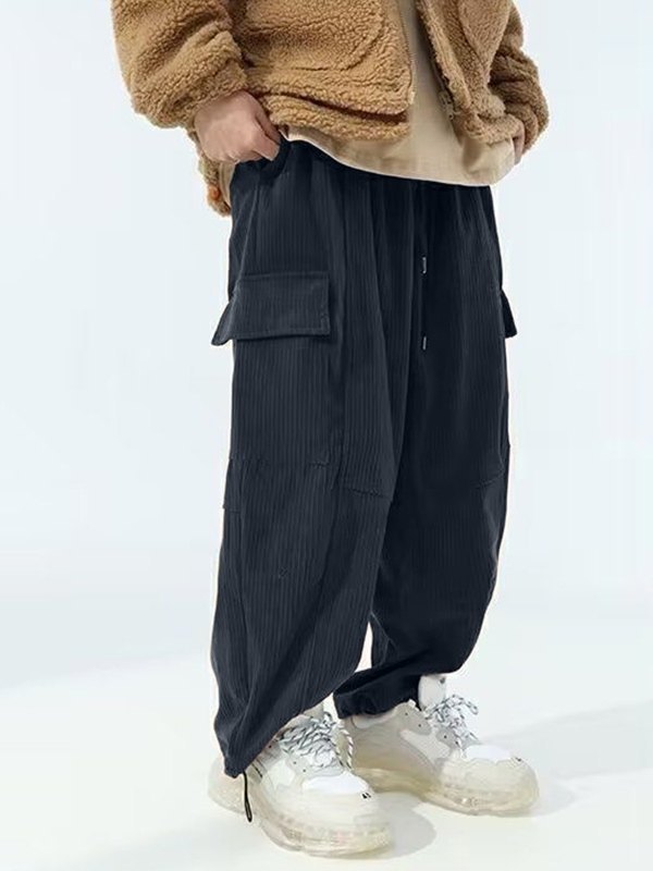 EMMIOL Men's Corduroy Casual Cargo Pants