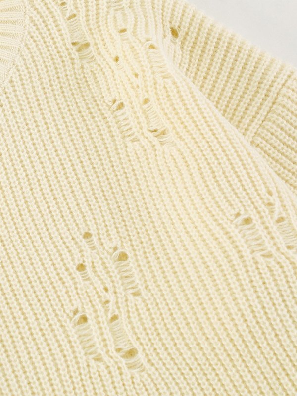 EMMIOL Suéter de punto de cable desgastado con paneles para hombre