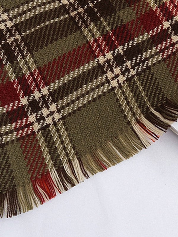 EMMIOL Vintage Reverse Checkered Fringed Scarf