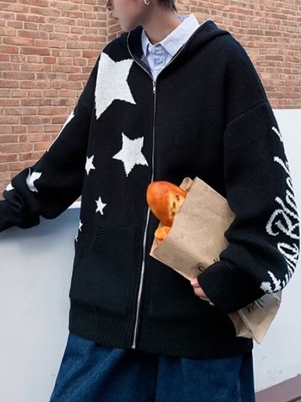 EMMIOL Star Jacquard-Cardigan mit Kapuze für Herren