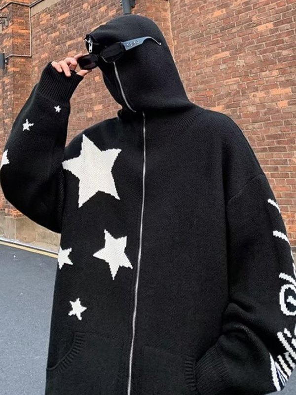 EMMIOL Star Jacquard-Cardigan mit Kapuze für Herren