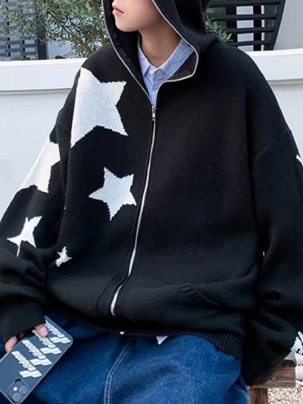 EMMIOL Star Jacquard-Cardigan mit Kapuze für Herren