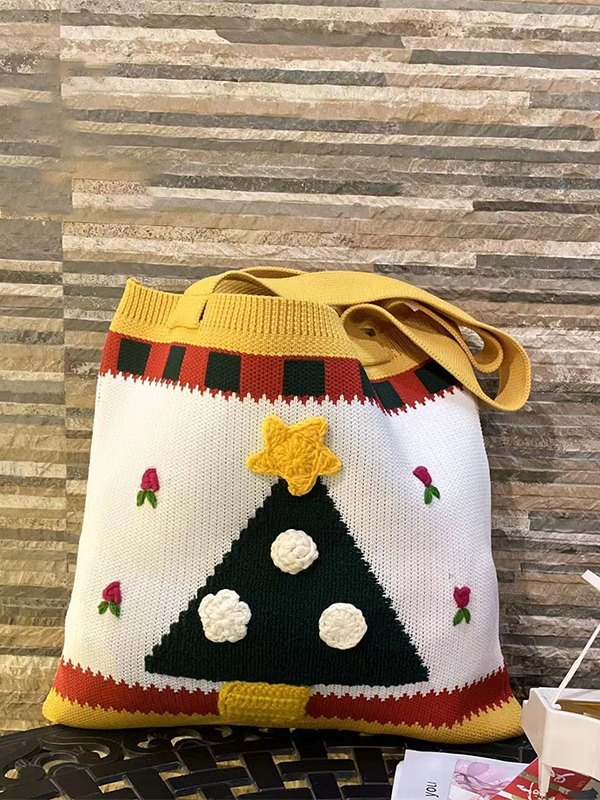 EMMIOL Häkeln Sie Weihnachten gestrickte Handtasche