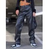 EMMIOL Black Straight Leg Faux Leather Pants