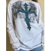 EMMIOL Punk Winged Cross White Long Sleeve Top
