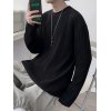 EMMIOL Men's Pleated Crew Neck Long Sleeve Tee