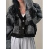 EMMIOL Checkered Button Front Cropped Cardigan