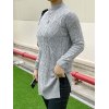 EMMIOL Geteilter Kabelstrick-Pullover Langer Pullover