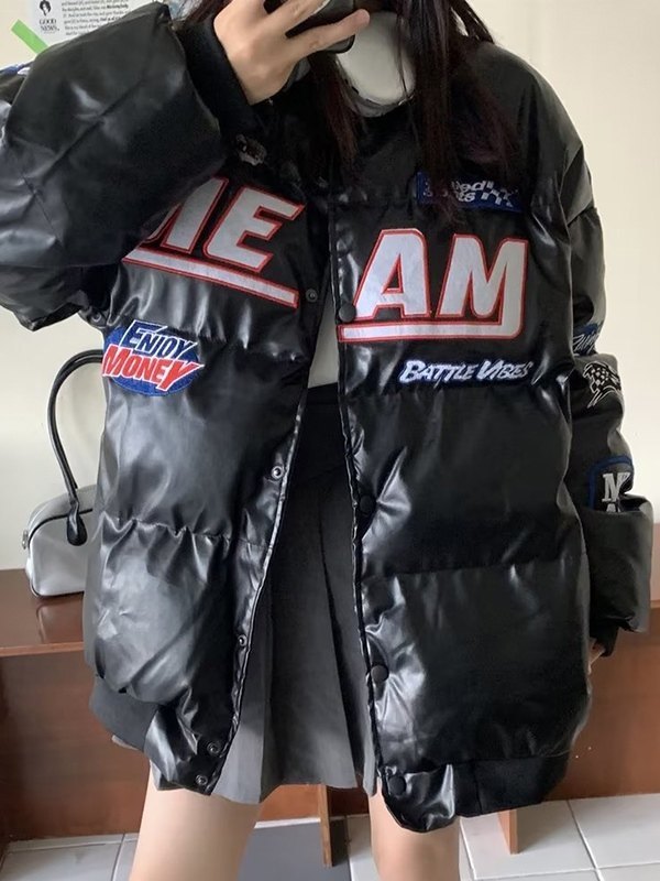 EMMIOL Oversize Logo Padded Varsity Jacket