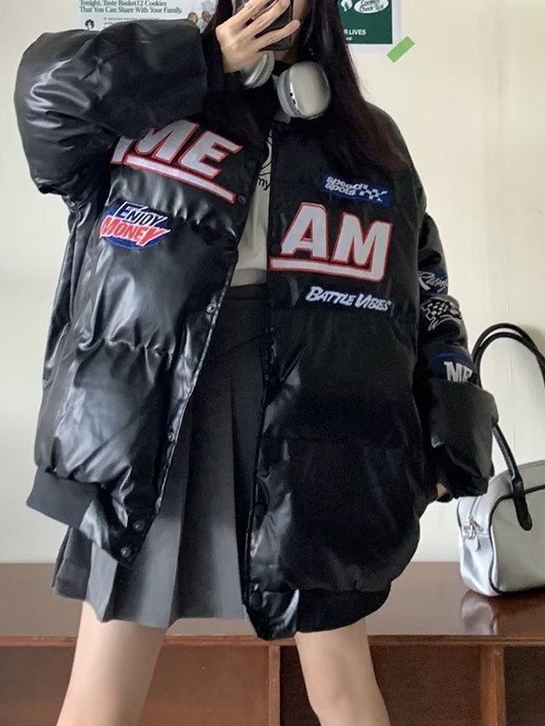 EMMIOL Oversize Logo Padded Varsity Jacket