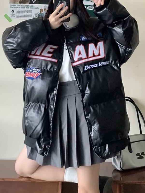 EMMIOL Oversize Logo Padded Varsity Jacket