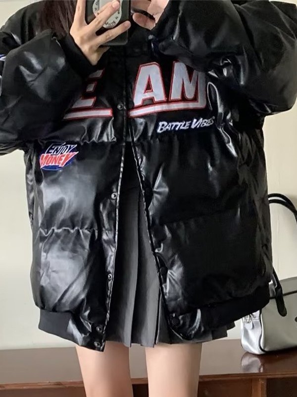 EMMIOL Oversize Logo Padded Varsity Jacket