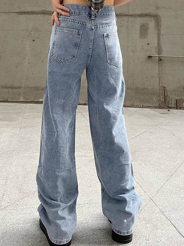 EMMIOL Jeans rasgados holgados azules desgastados