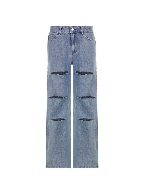 EMMIOL Jeans rasgados holgados azules desgastados