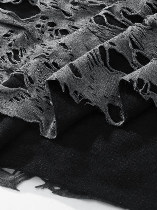 EMMIOL Camiseta de manga corta desgastada de patchwork para hombre