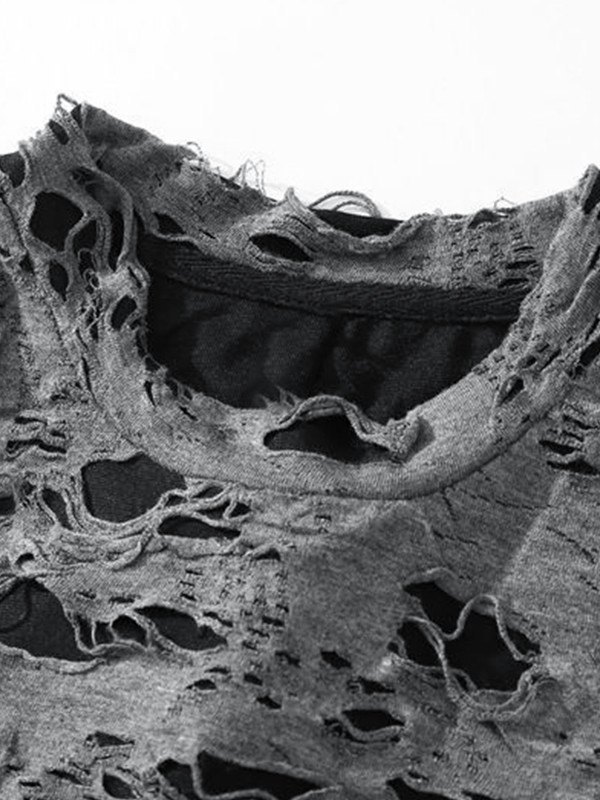 EMMIOL Camiseta de manga corta desgastada de patchwork para hombre