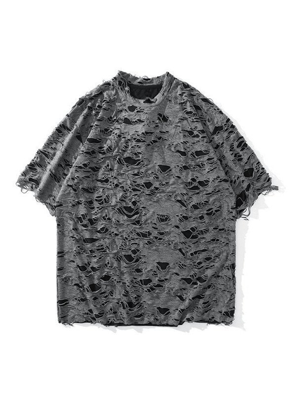 EMMIOL Camiseta de manga corta desgastada de patchwork para hombre