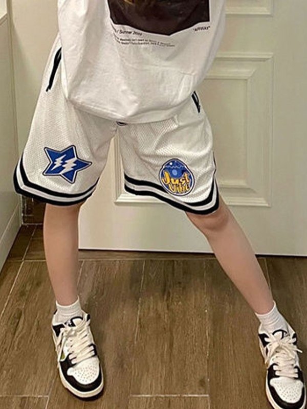 Emmiol Free shipping 2023 Logo Mesh Baggy Basketball Shorts White M in Shorts online store. EMMIOL