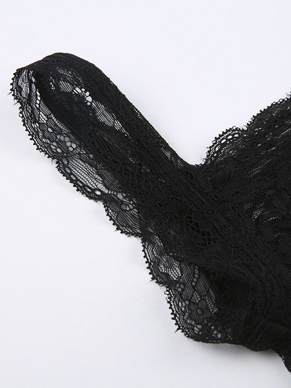 EMMIOL Black Floral Sheer Lace Tank Top