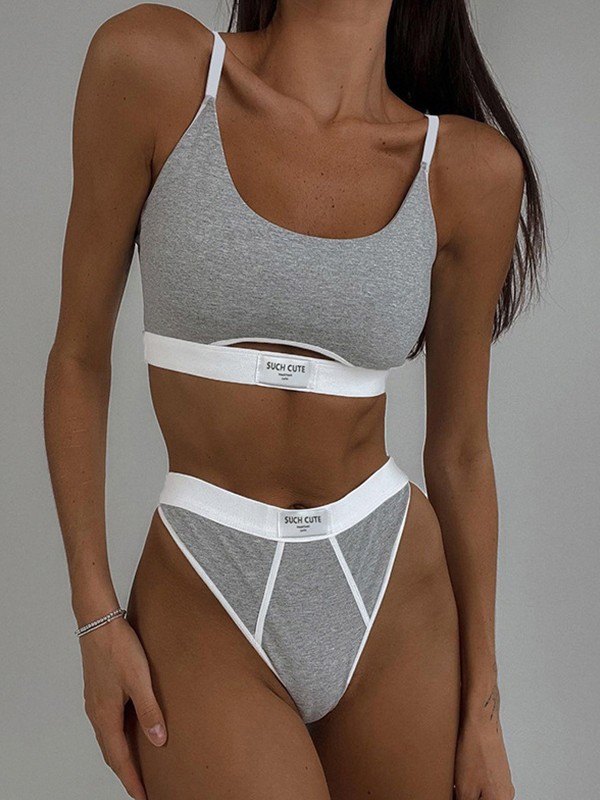 EMMIOL Conjunto de bikini con recorte y ribete en contraste