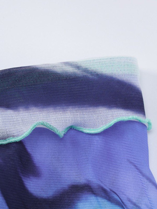 EMMIOL Blusa de malla con hombros descubiertos y manga larga