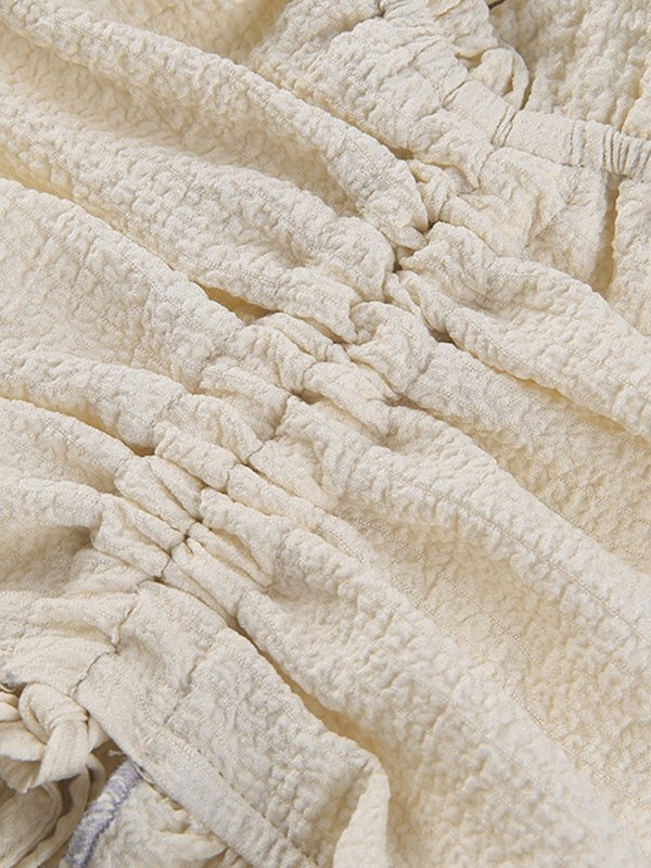 EMMIOL Blusa corta de manga corta con hombros descubiertos y volantes