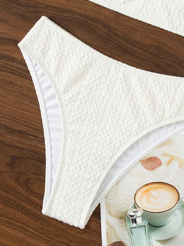 EMMIOL Weißes strukturiertes Push-Up-Bikini-Set