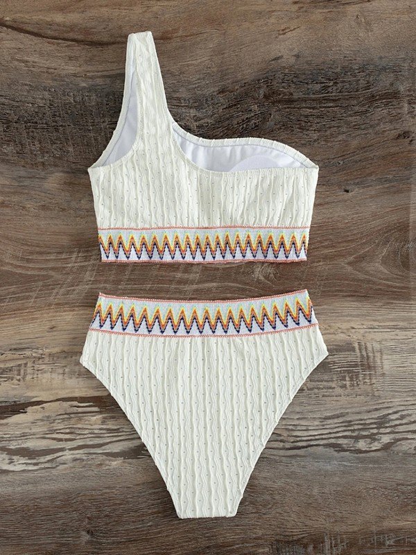 EMMIOL Conjunto de bikini étnico de un hombro