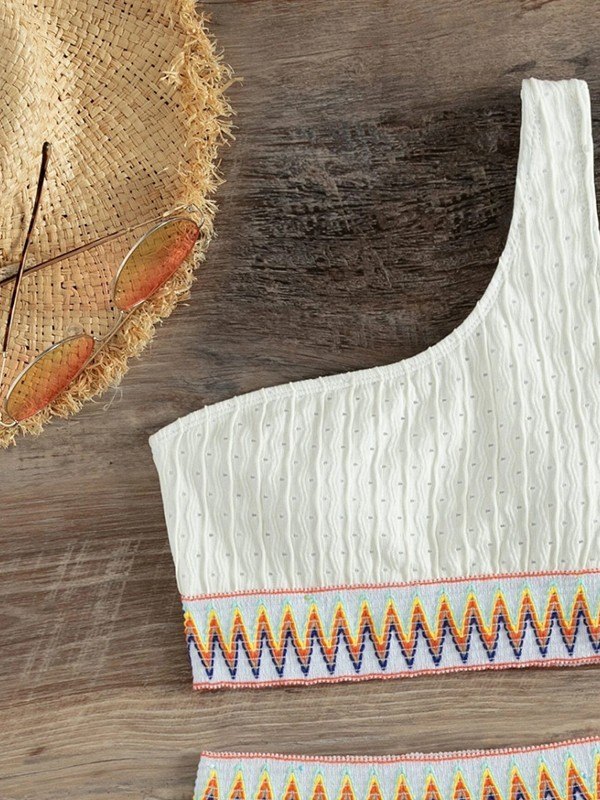 EMMIOL Conjunto de bikini étnico de un hombro