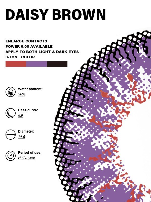 EMMIOL Eyemiol Blaze Lentes De Contacto De Color Púrpura 0.00/6 Meses