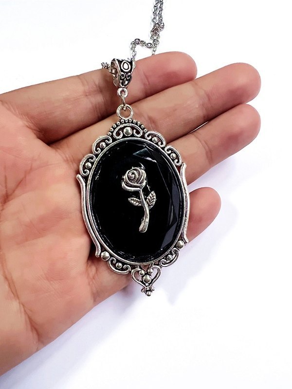 EMMIOL Gothic Rose Stone Pendant Necklace