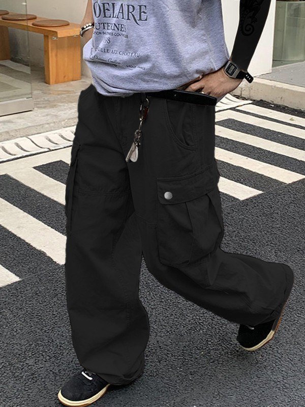 EMMIOL Pantaloni cargo dritti con tasca vintage da uomo