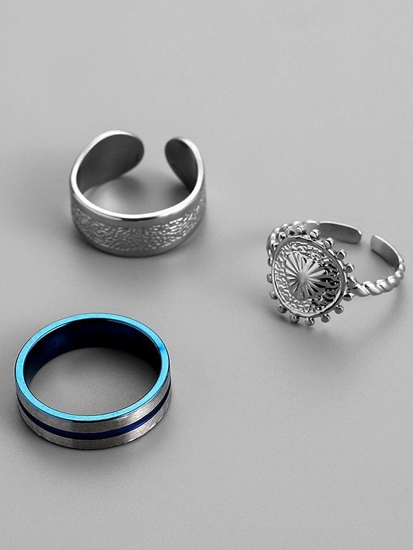 EMMIOL Men's 3pcs Sun Pattern Ring Set