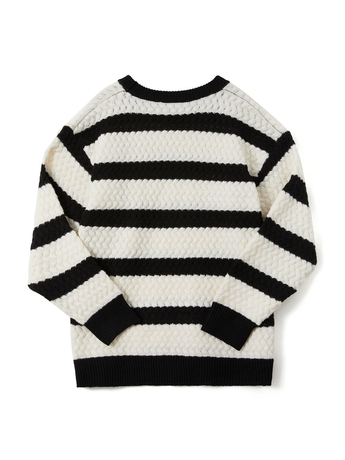 2023 Men's Vintage Striped Chunky Knit Sweater Black L In Sweaters