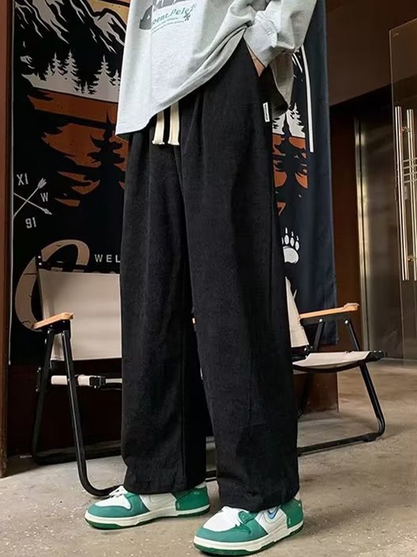 EMMIOL Pantalones de pana sueltos vintage para hombre