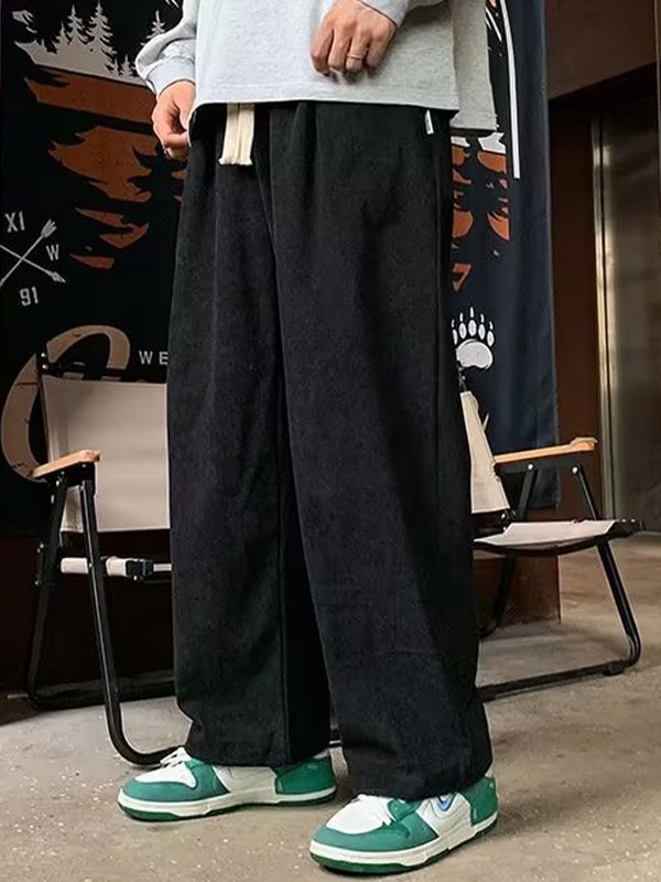 EMMIOL Pantalones de pana sueltos vintage para hombre