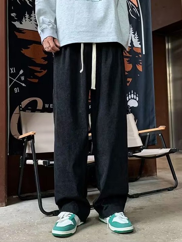 EMMIOL Pantalones de pana sueltos vintage para hombre