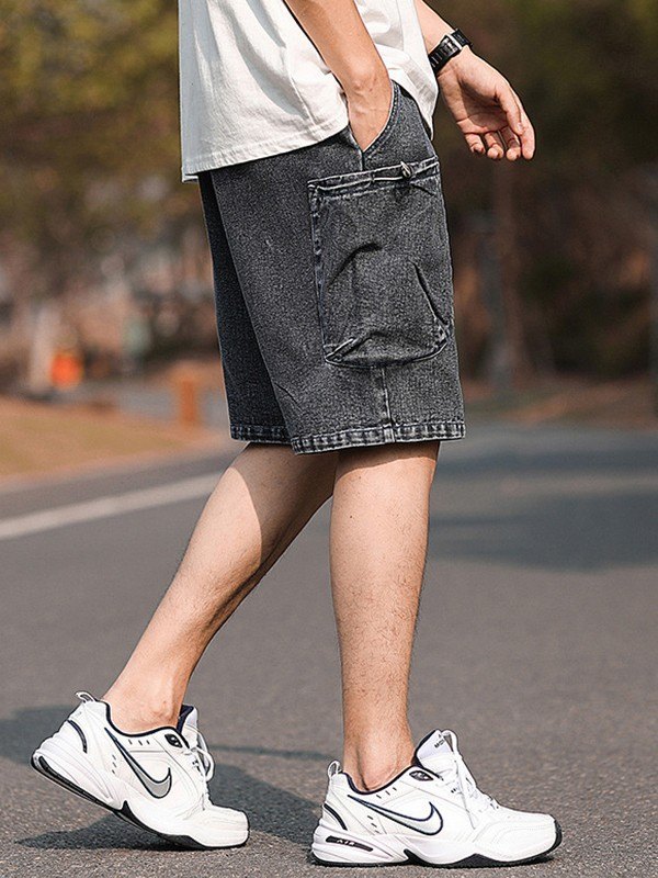 EMMIOL Men's Straight Leg Cargo Denim Shorts