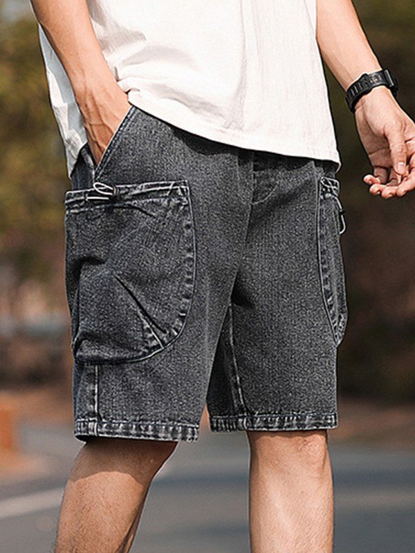 EMMIOL Men's Straight Leg Cargo Denim Shorts