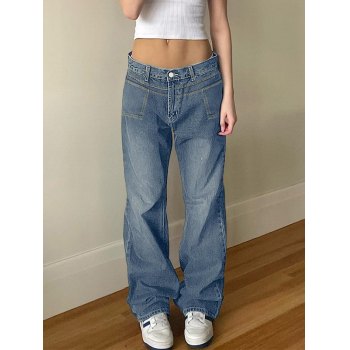 Washed Classic Denim Boyfriend Jeans