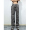 EMMIOL Gewaschene graue Boyfriend-Jeans im Patchwork-Stil