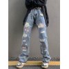 EMMIOL Jeans rasgados de pierna recta desgastados azules