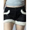 EMMIOL Fuzzy Trim Black Corduroy Shorts