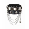 EMMIOL Pulsera de cuero de pu gruesa con cadena de metal y estrella