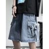 EMMIOL Pantalones cortos de mezclilla cargo de pierna recta azul para hombre