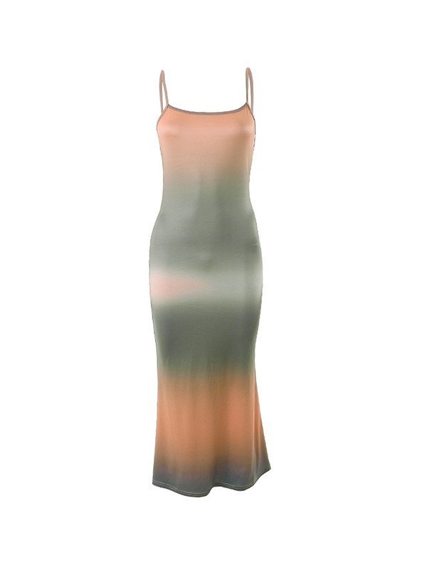 EMMIOL Vestido largo de tirante con efecto tie-dye