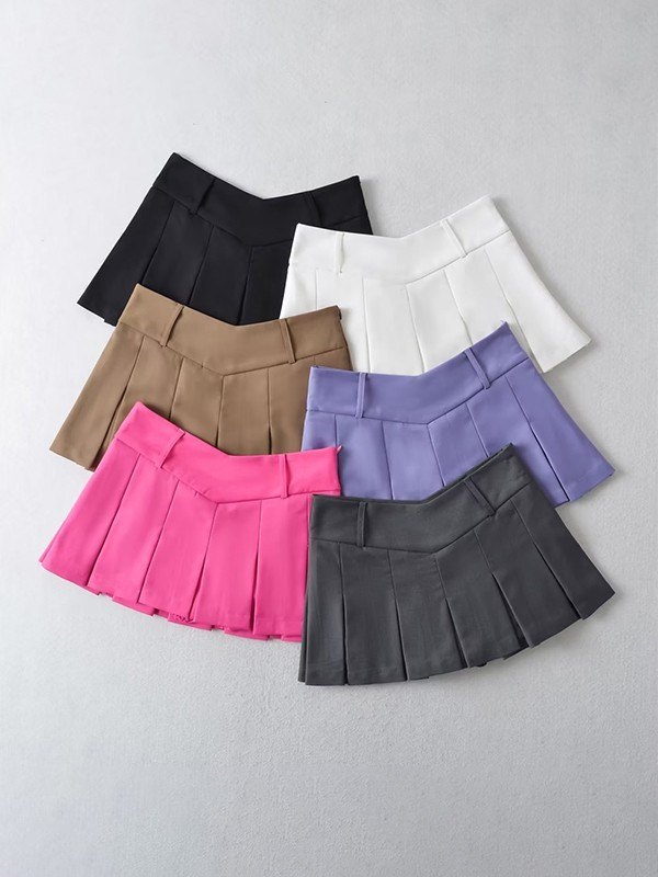 EMMIOL V Cut Pleated Micro Mini Skirt