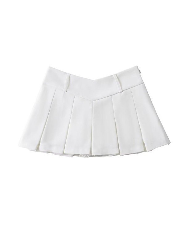 EMMIOL V Cut Pleated Micro Mini Skirt
