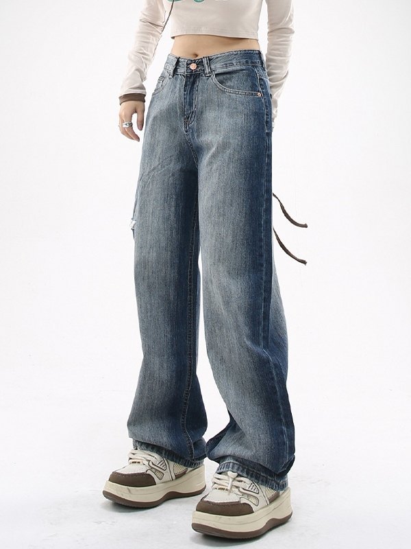 EMMIOL Faded 90s Wash Ripped Jeans